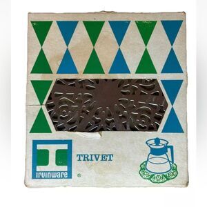 Vintage Irvinware Chromeware Trivet 11510 w/Box Long Island City NY USA 5.5”